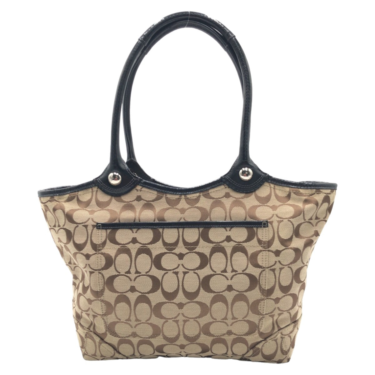 COACH コーチ シグネチャー ブラウン 茶 シルバー金具 キャンバス F14385 トートバッグ ハンドバッグ  レディース