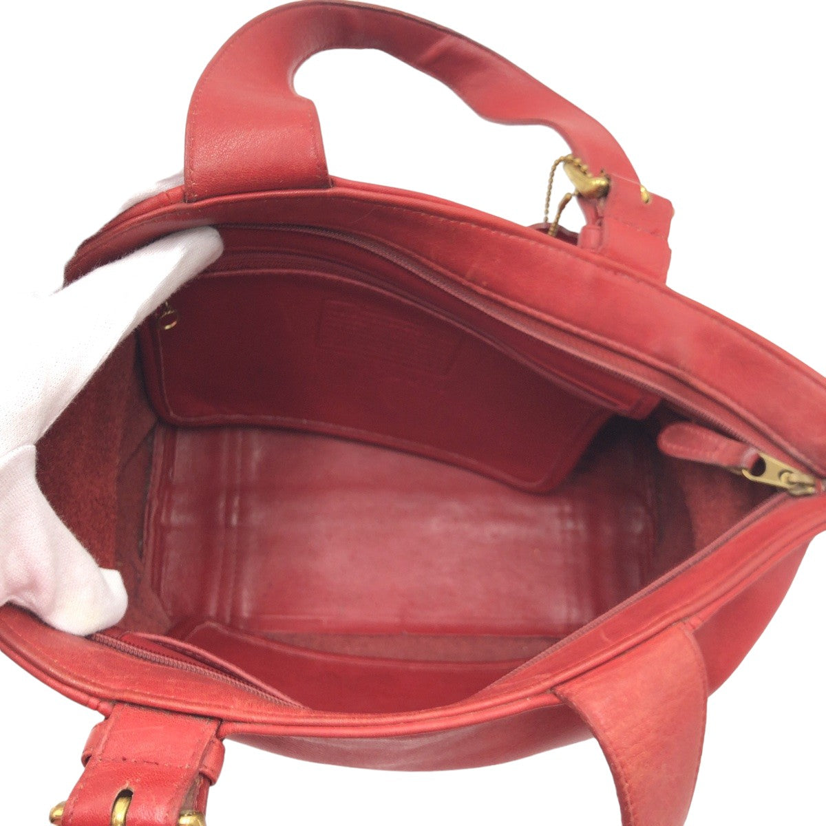 COACH コーチ ヴィンテージ オールドコーチ レッド 赤 ゴールド金具 レザー 4133 ハンドバッグ トートバッグ  レディース