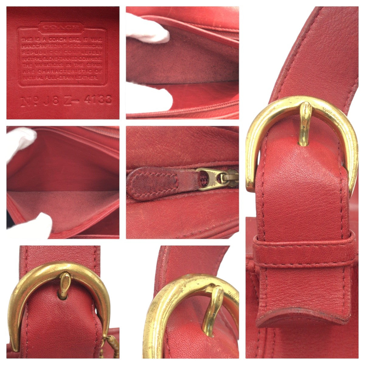 COACH コーチ ヴィンテージ オールドコーチ レッド 赤 ゴールド金具 レザー 4133 ハンドバッグ トートバッグ  レディース