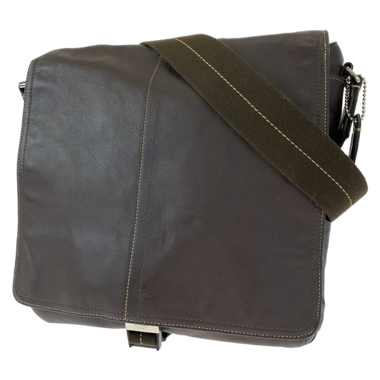 COACH コーチ ブラウン 茶 シルバー金具 レザー F705156 ショルダーバッグ 斜め掛けバッグ  メンズ