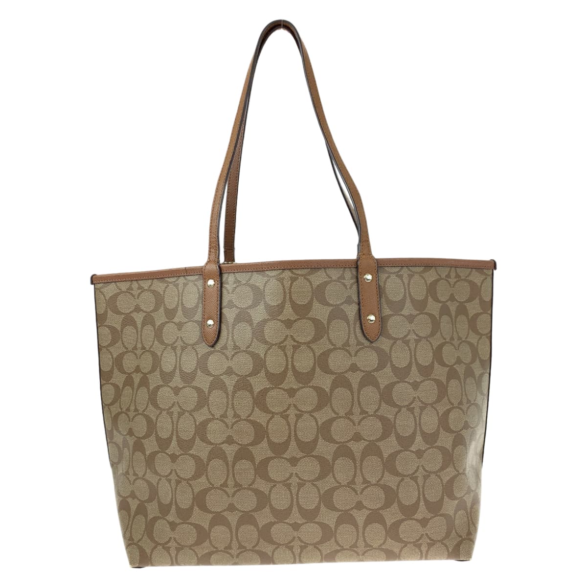 COACH コーチ シグネチャー ブラウン 茶 PVC ショルダーバッグ トートバッグ  レディース