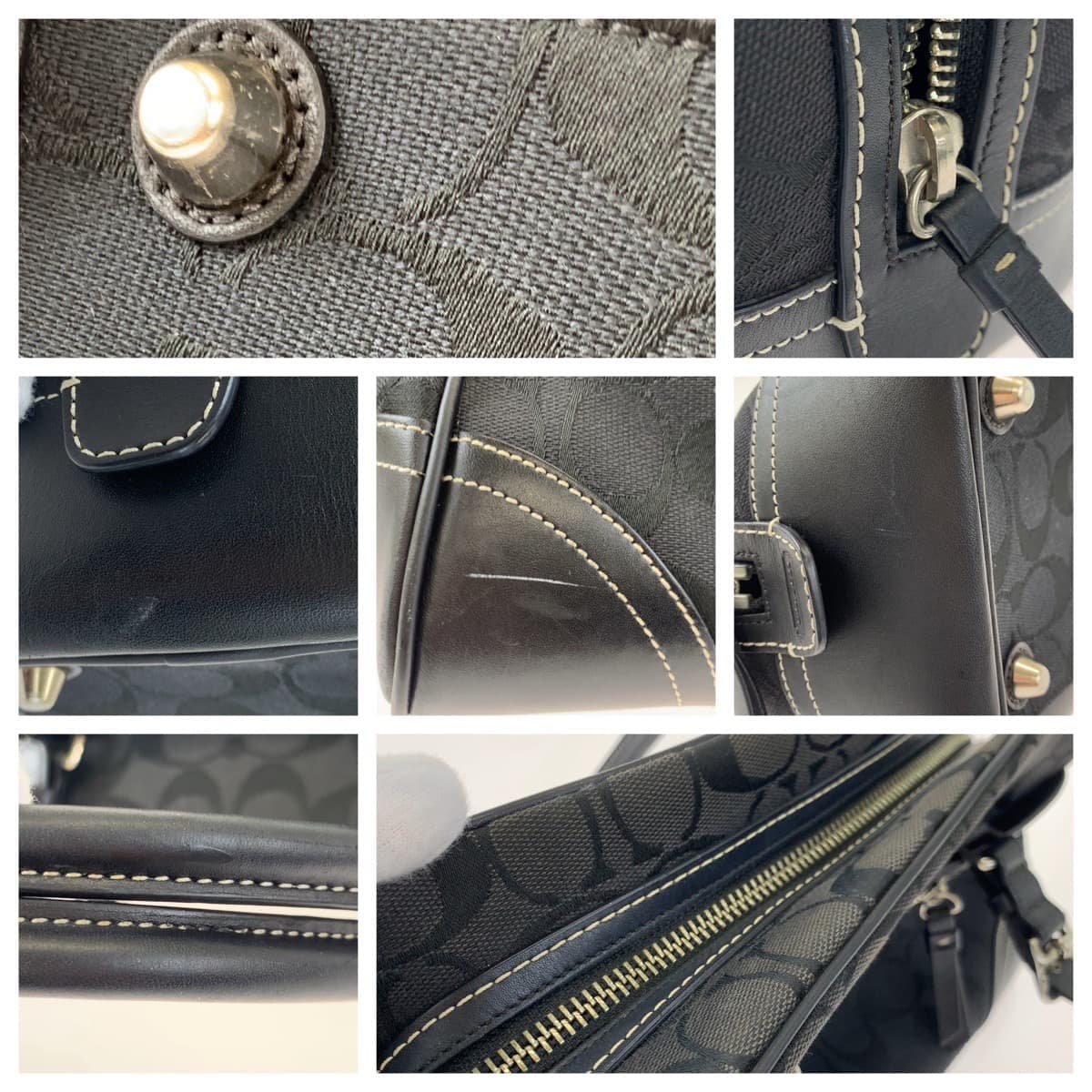 COACH コーチ シグネチャー タッセル ブラック 黒 キャンバス / レザー 8K05 ハンドバッグ トートバッグ  レディース