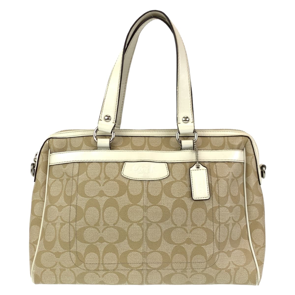 COACH コーチ シグネチャー ホワイト 白 ベージュ PVC F16119 ショルダーバッグ ハンドバッグ 2way  レディース