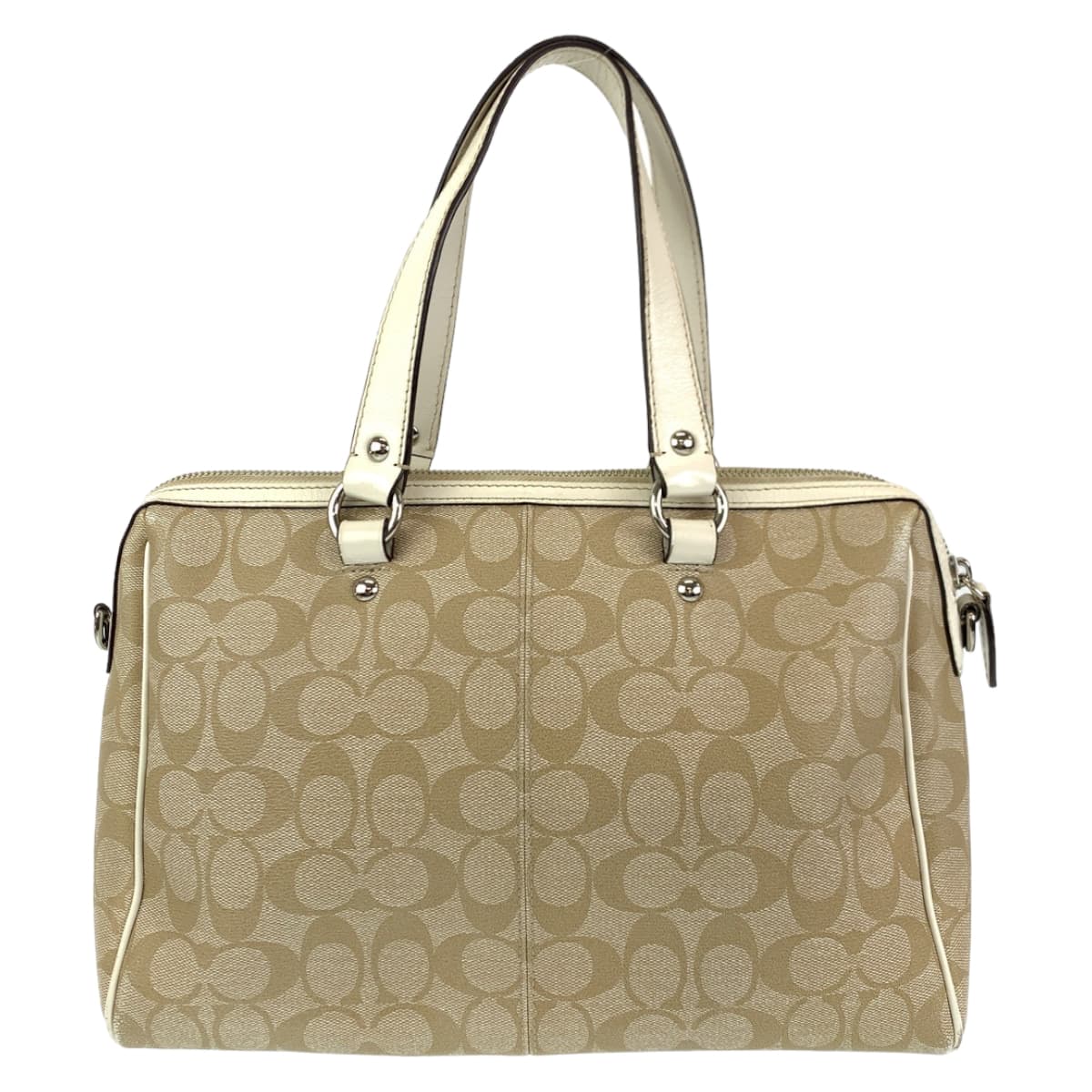 COACH コーチ シグネチャー ホワイト 白 ベージュ PVC F16119 ショルダーバッグ ハンドバッグ 2way  レディース