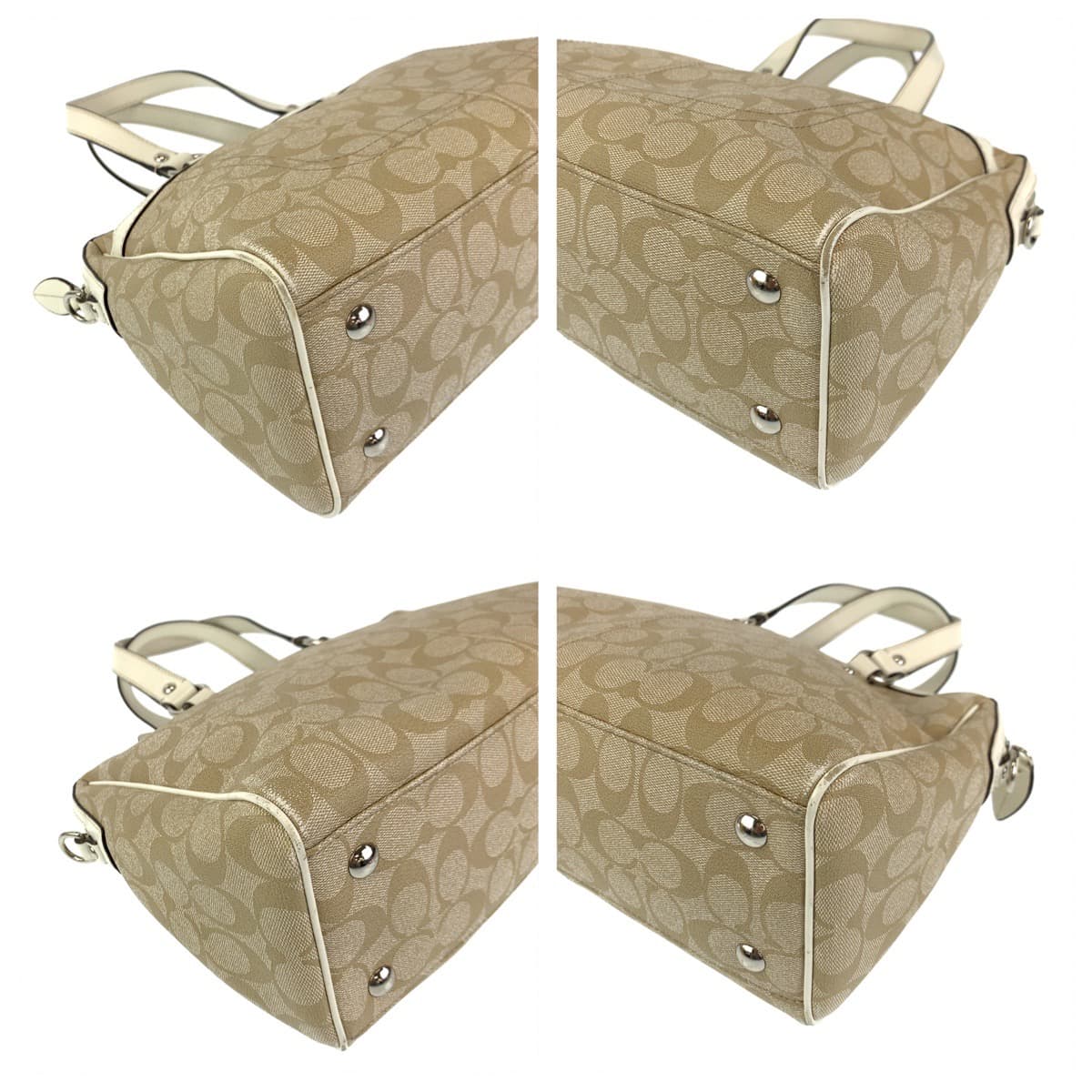 COACH コーチ シグネチャー ホワイト 白 ベージュ PVC F16119 ショルダーバッグ ハンドバッグ 2way  レディース