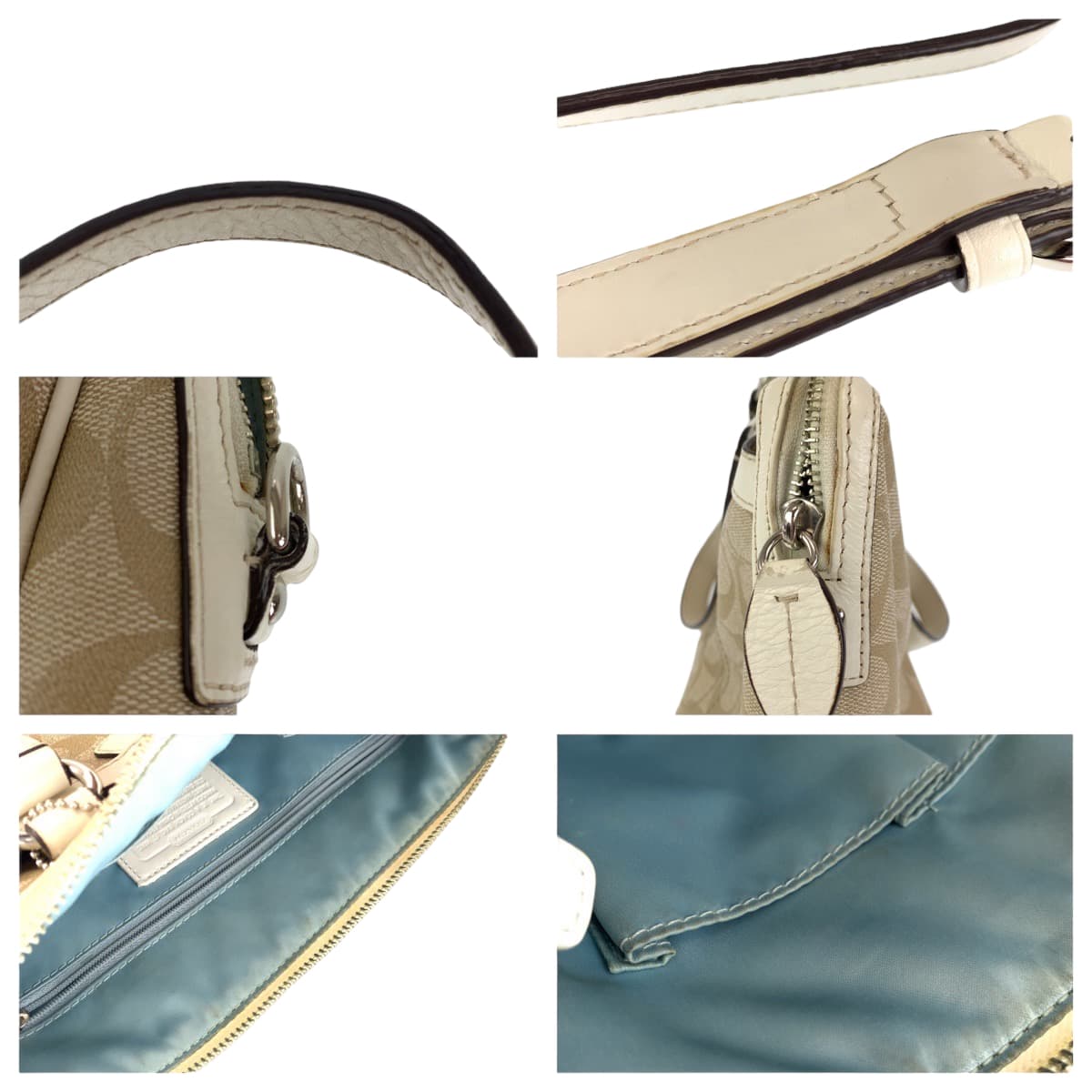 COACH コーチ シグネチャー ホワイト 白 ベージュ PVC F16119 ショルダーバッグ ハンドバッグ 2way  レディース