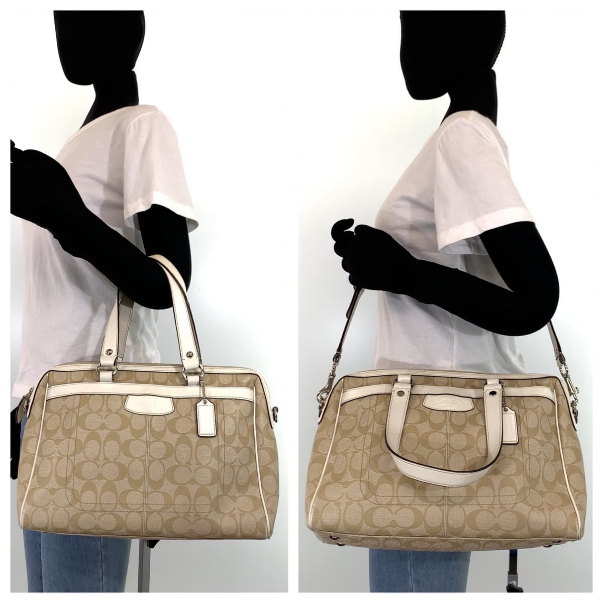 COACH コーチ シグネチャー ホワイト 白 ベージュ PVC F16119 ショルダーバッグ ハンドバッグ 2way  レディース