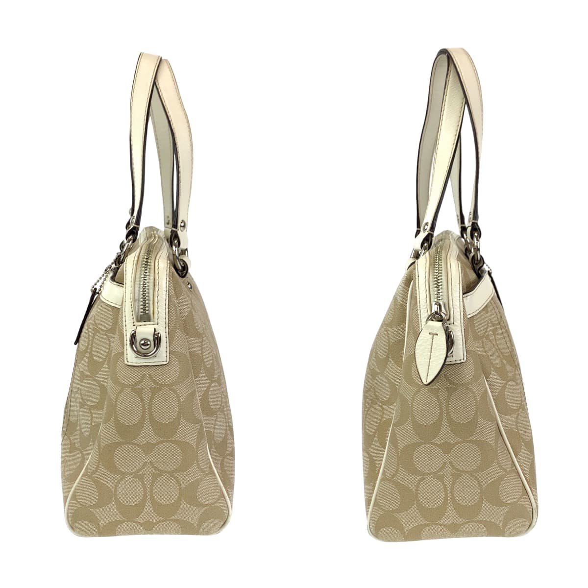 COACH コーチ シグネチャー ホワイト 白 ベージュ PVC F16119 ショルダーバッグ ハンドバッグ 2way  レディース