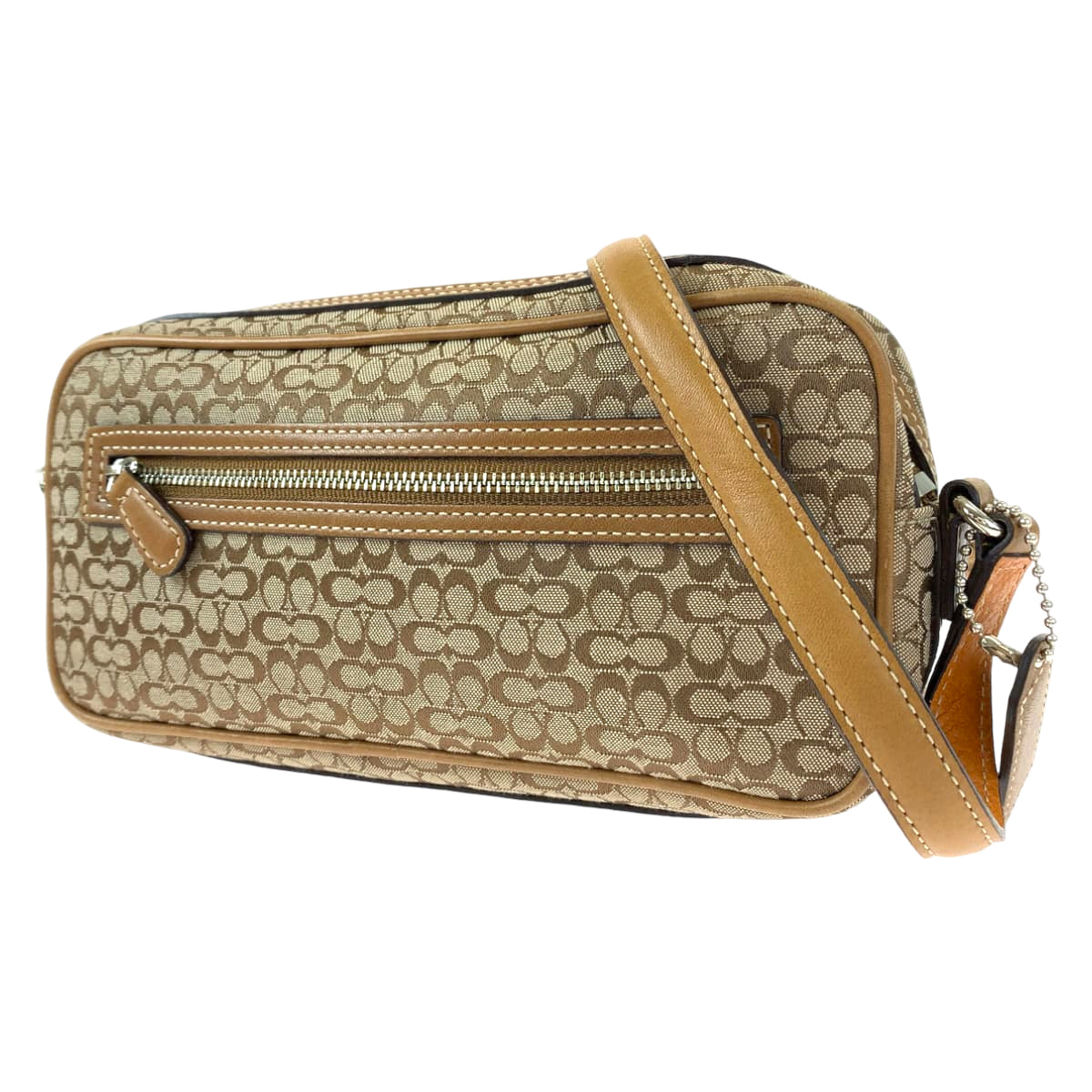 COACH コーチ ミニ シグネチャー ブラウン 茶 キャンバス ショルダーバッグ 斜め掛け  レディース