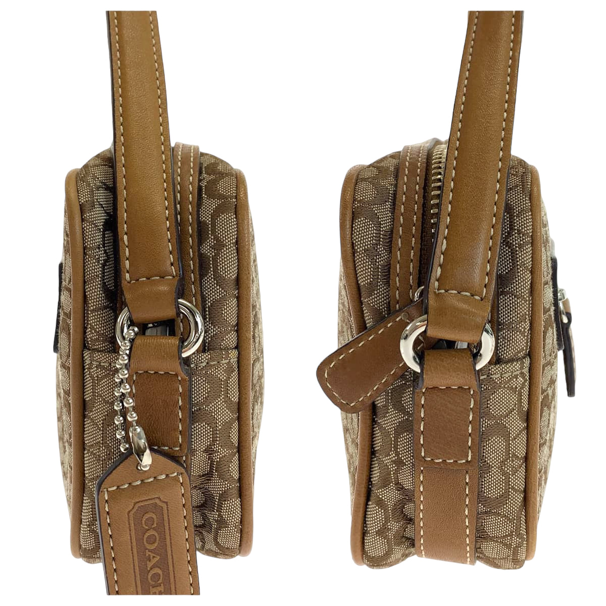 COACH コーチ ミニ シグネチャー ブラウン 茶 キャンバス ショルダーバッグ 斜め掛け  レディース