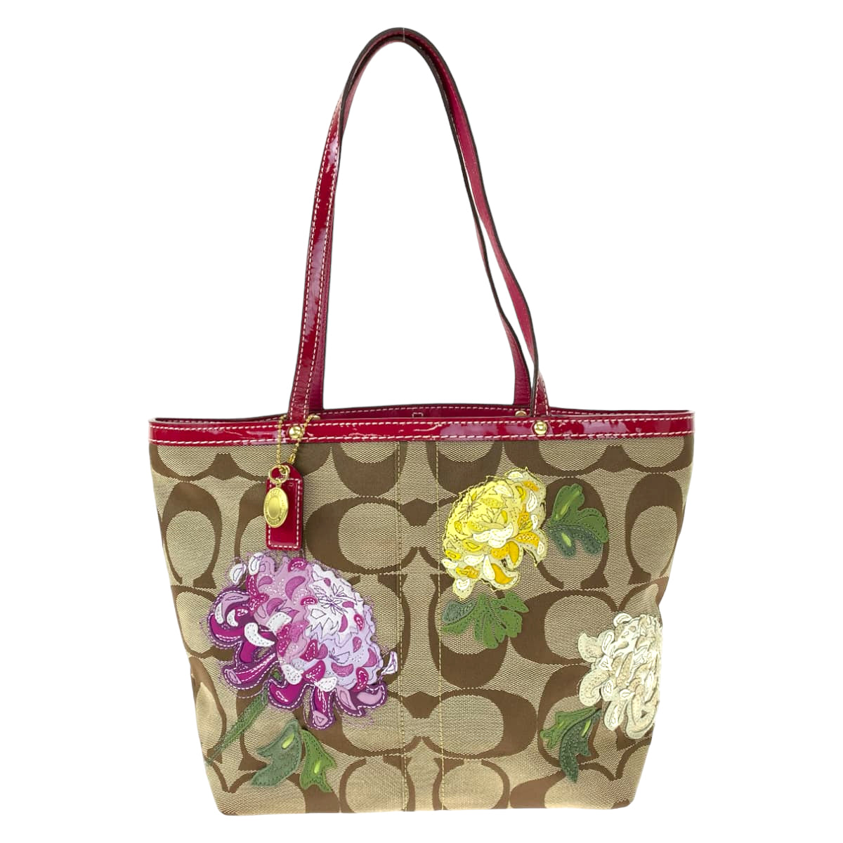 COACH コーチ シグネチャー フローラル ブラウン 茶 ピンク キャンバス 11388 トートバッグ ハンドバッグ  レディース
