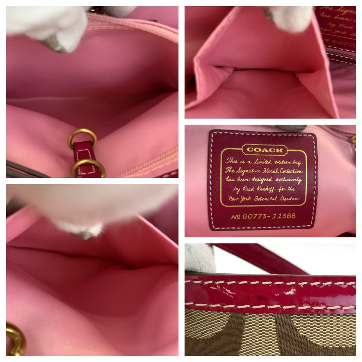 COACH コーチ シグネチャー フローラル ブラウン 茶 ピンク キャンバス 11388 トートバッグ ハンドバッグ  レディース