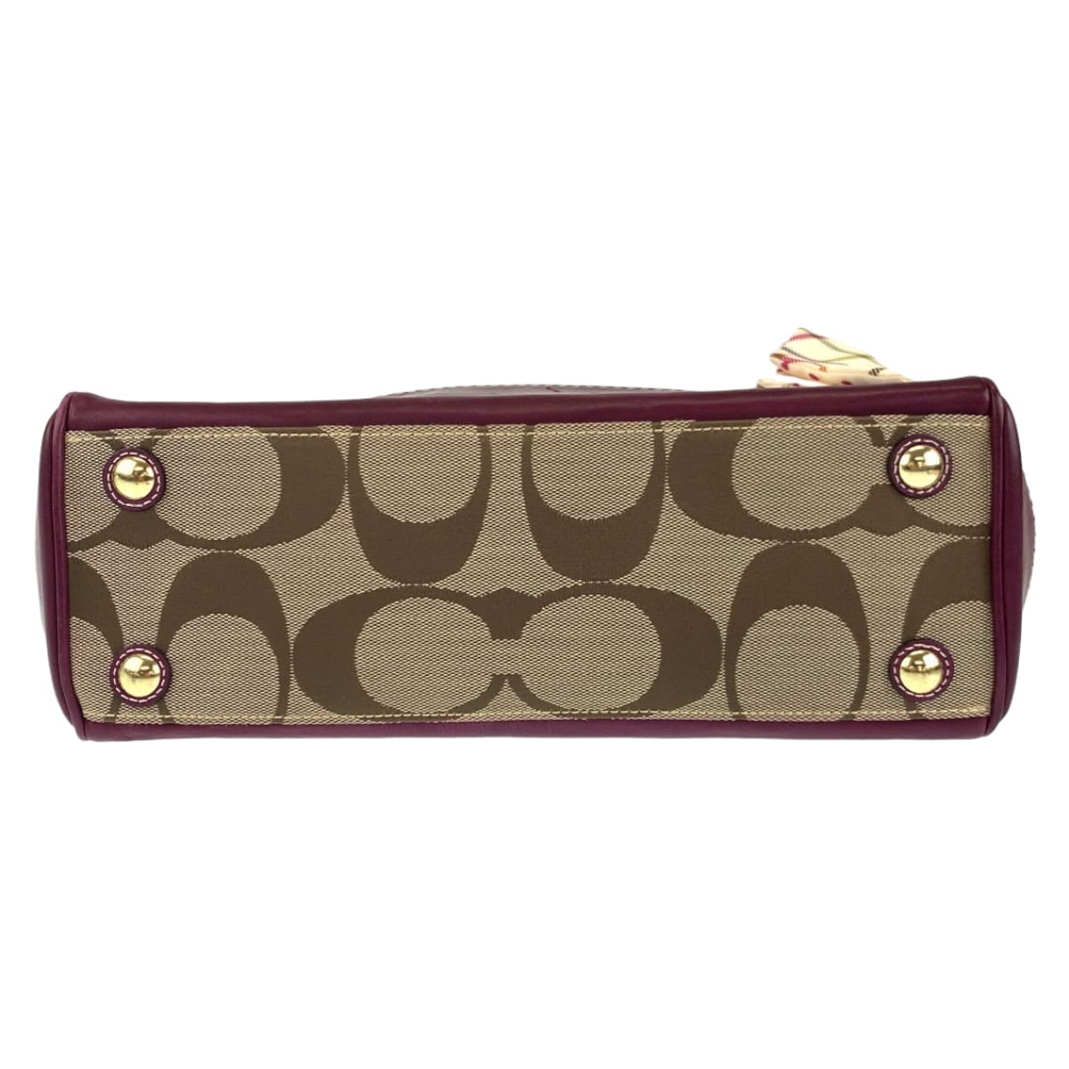 COACH コーチ シグネチャー スカーフ付き パープル 紫 ブラウン 茶 キャンバス 12463 トートバッグ ハンドバッグ  レディース