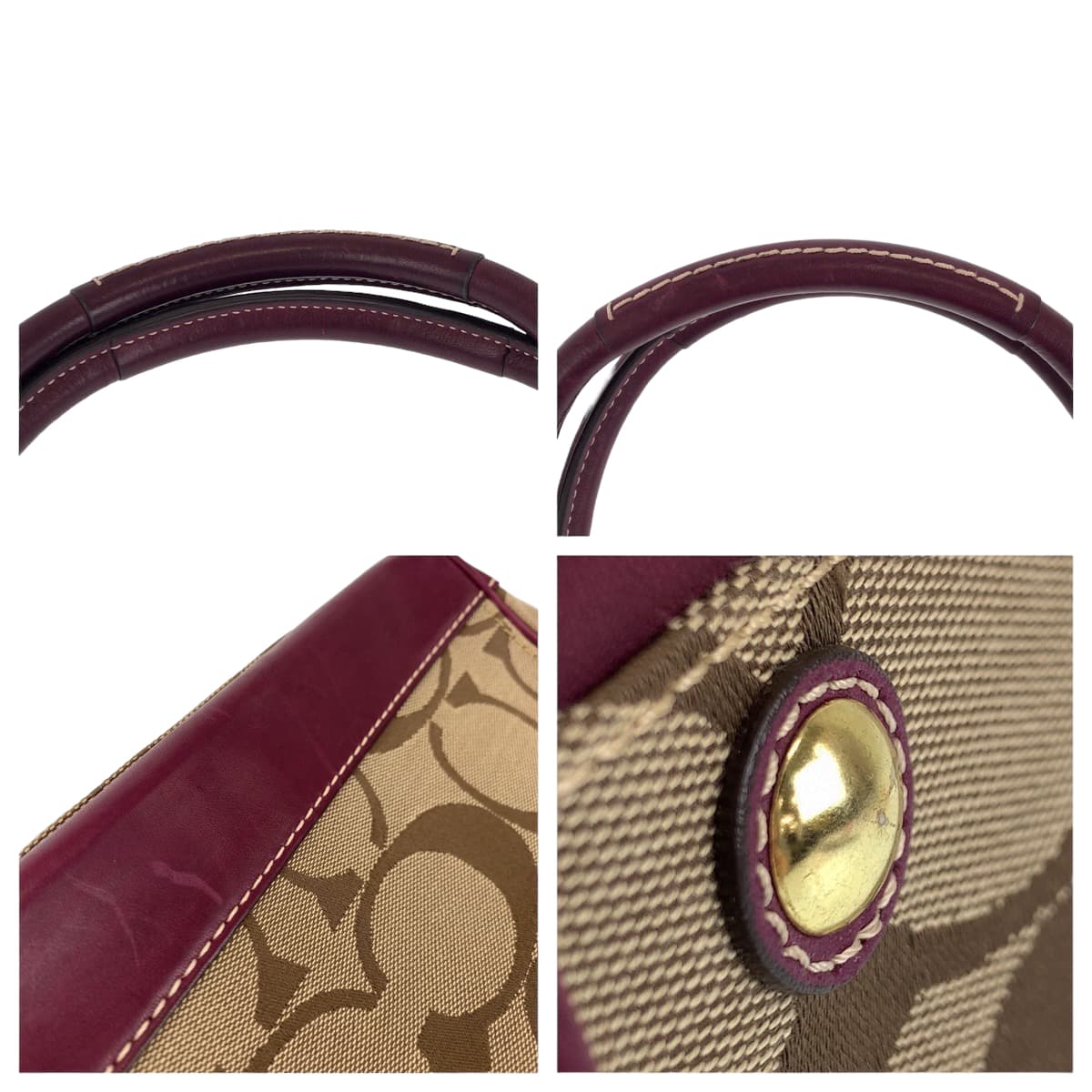 COACH コーチ シグネチャー スカーフ付き パープル 紫 ブラウン 茶 キャンバス 12463 トートバッグ ハンドバッグ  レディース
