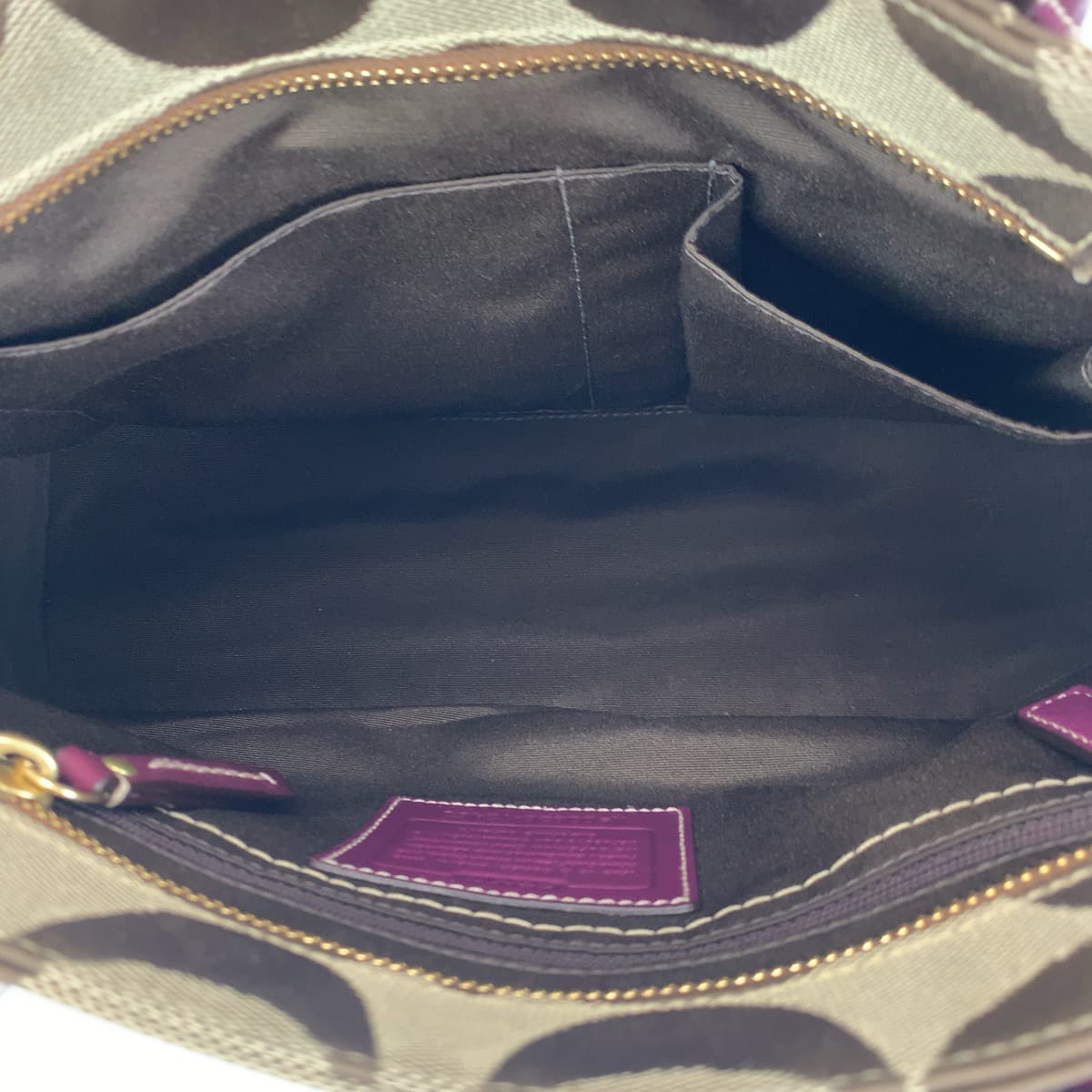 COACH コーチ シグネチャー スカーフ付き パープル 紫 ブラウン 茶 キャンバス 12463 トートバッグ ハンドバッグ  レディース