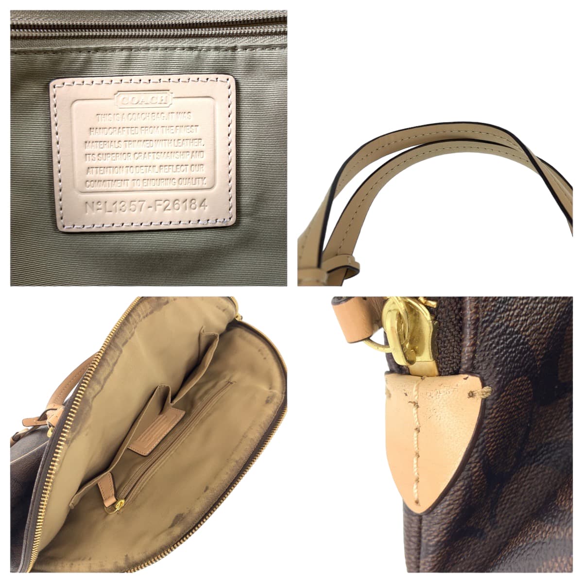 COACH コーチ シグネチャー ブラウン 茶 PVC F26184 ショルダーバッグ ハンドバッグ 2way  レディース