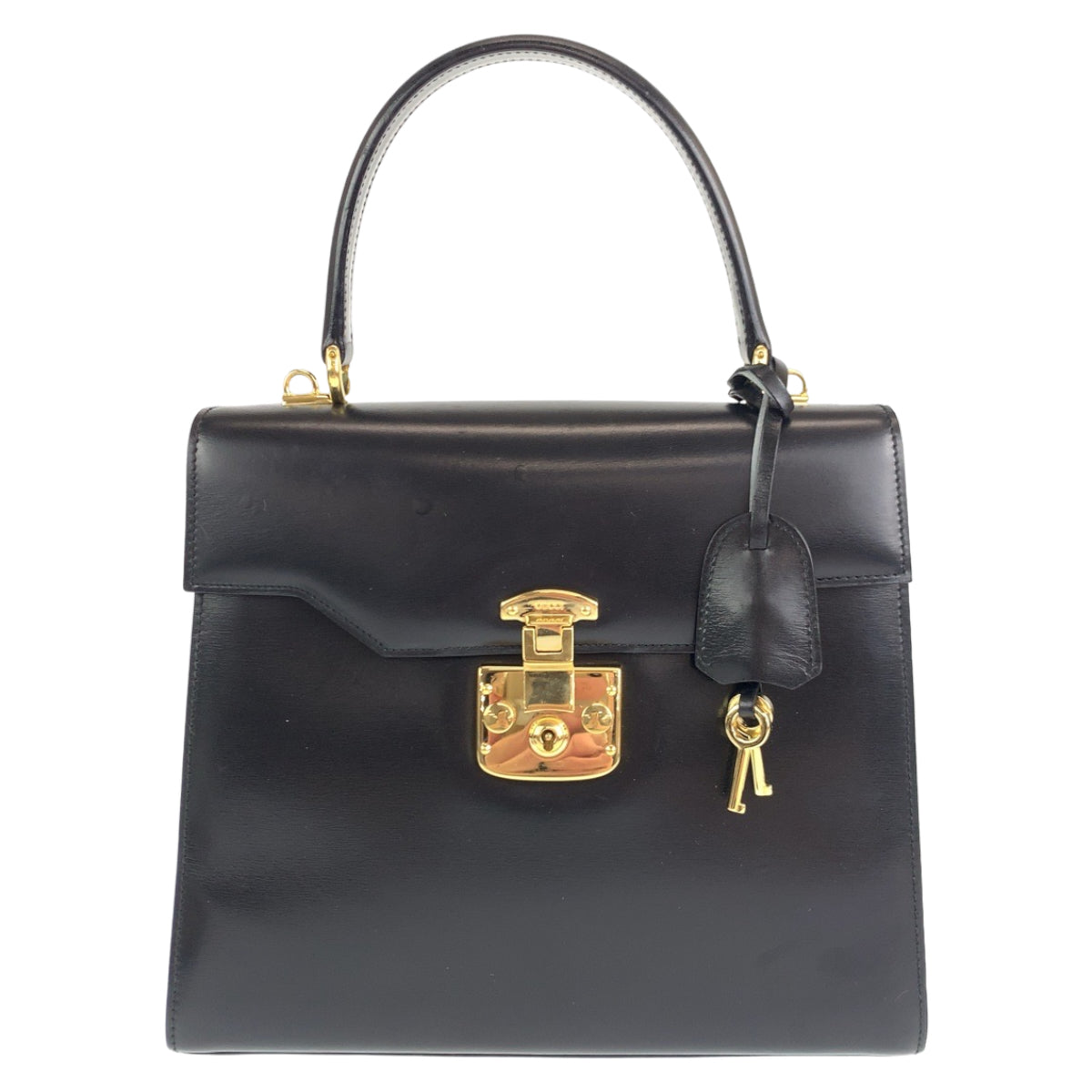 GUCCI グッチ ヴィンテージ オールドグッチ レディロック ミラー付き ブラック 黒 ゴールド金具 ボックスカーフ 000 26 0258 ショルダーバッグ ハンドバッグ 2way  レディース