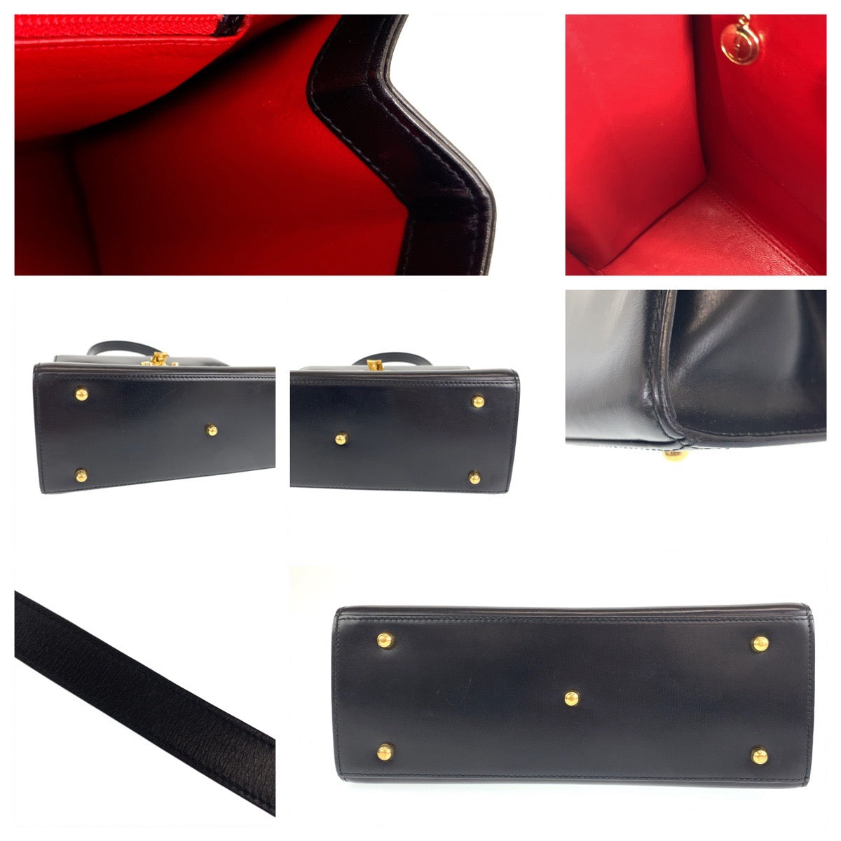 GUCCI グッチ ヴィンテージ オールドグッチ レディロック ミラー付き ブラック 黒 ゴールド金具 ボックスカーフ 000 26 0258 ショルダーバッグ ハンドバッグ 2way  レディース
