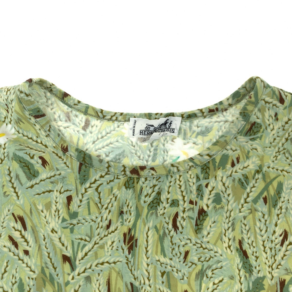 HERMES エルメス 総柄 グリーン 緑 マルチカラー コットン 190826K 半袖Tシャツ カットソー  レディース