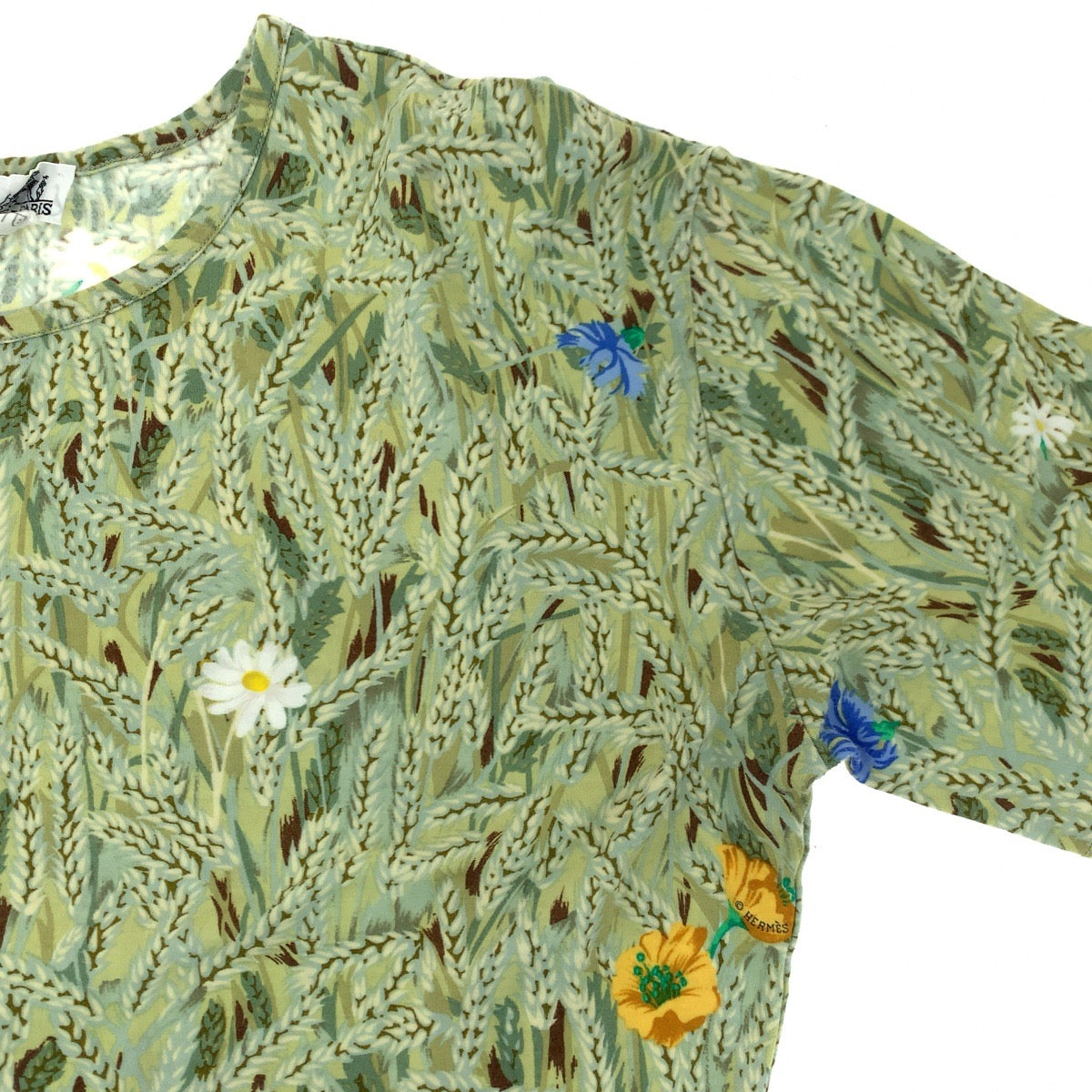 HERMES エルメス 総柄 グリーン 緑 マルチカラー コットン 190826K 半袖Tシャツ カットソー  レディース