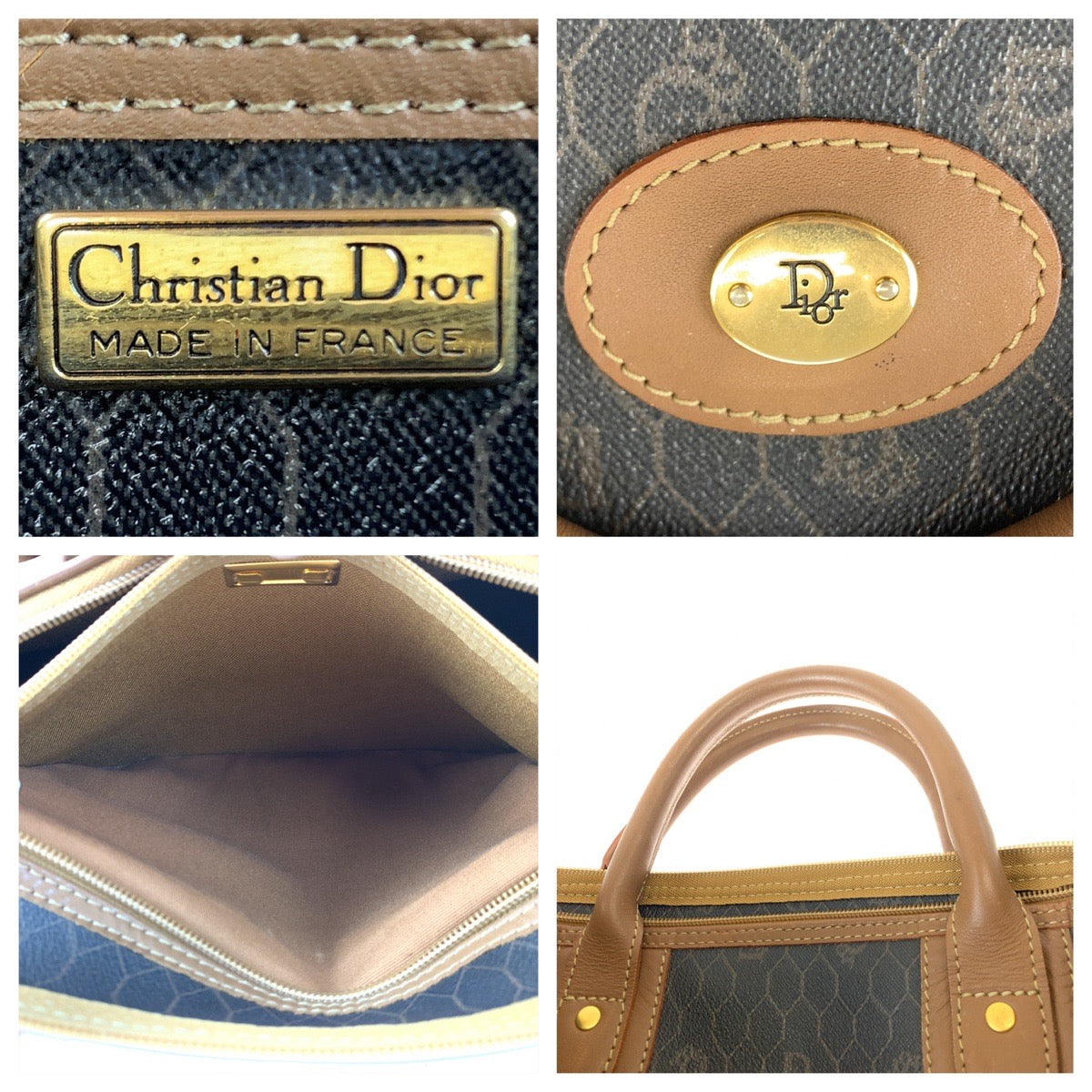 Dior ディオール ハニカム ブラウン 茶 PVC ボストンバッグ 旅行バッグ  メンズ