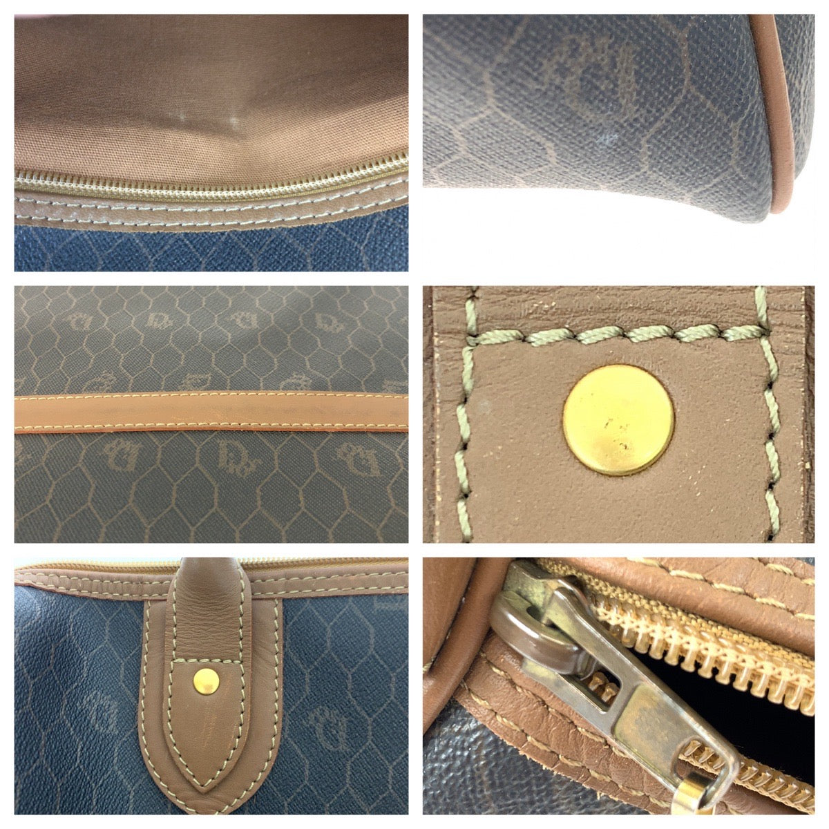 Dior ディオール ハニカム ブラウン 茶 PVC ボストンバッグ 旅行バッグ  メンズ