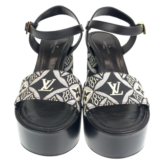 LOUIS VUITTON ルイヴィトン 20AW SINCE1854  ポディウム ライン サイズ36 ブラック 黒 ホワイト 白 キャンバス / レザー 1A8D2M サンダル 厚底  レディース