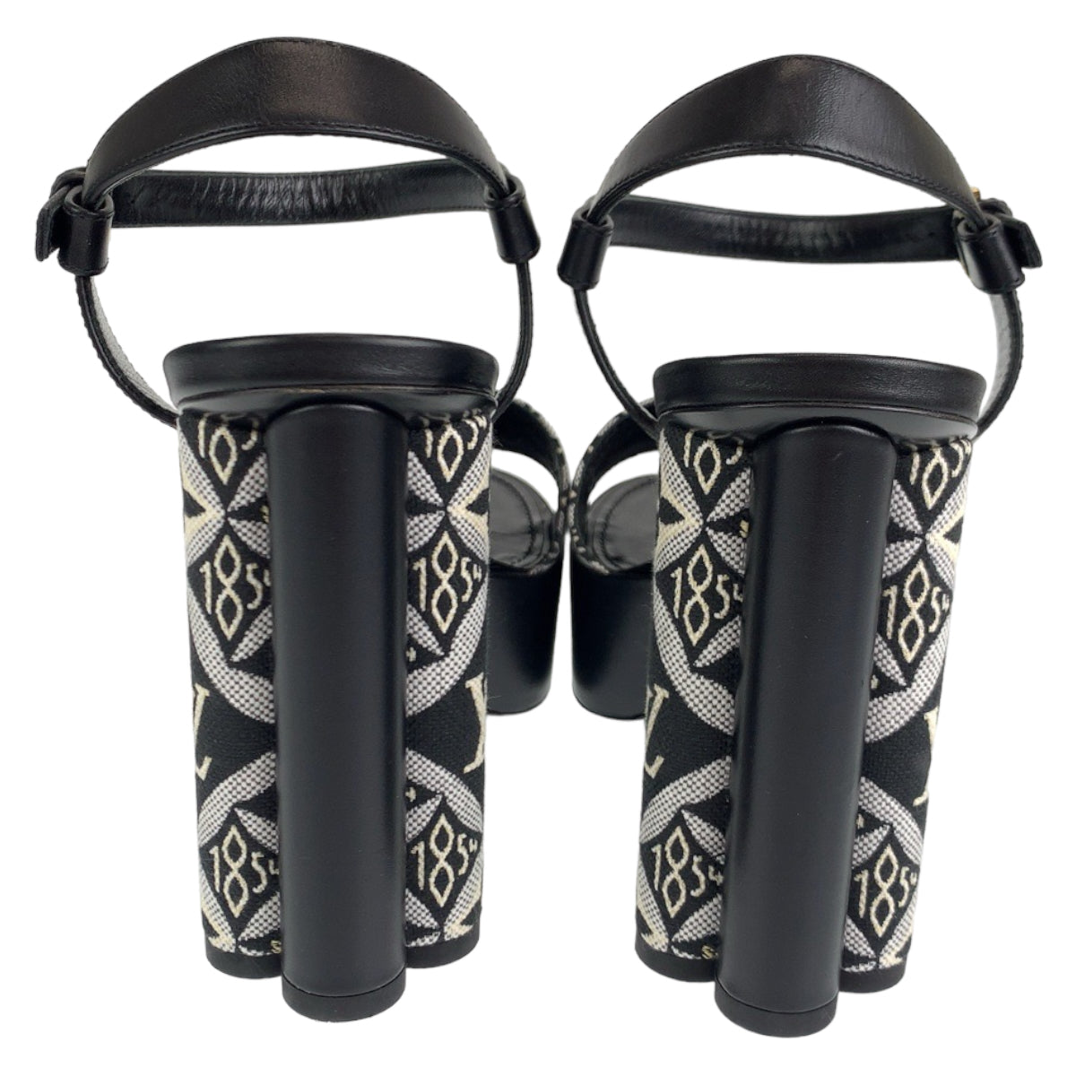 LOUIS VUITTON ルイヴィトン 20AW SINCE1854  ポディウム ライン サイズ36 ブラック 黒 ホワイト 白 キャンバス / レザー 1A8D2M サンダル 厚底  レディース
