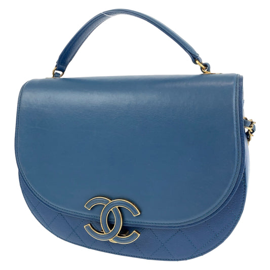 CHANEL シャネル マトラッセ RUE CAMBON  ココカーブ ココマーク ブルー 青 ゴールド金具 カーフ / ゴートスキン チェーンショルダーバッグ ハンドバッグ 2way  レディース