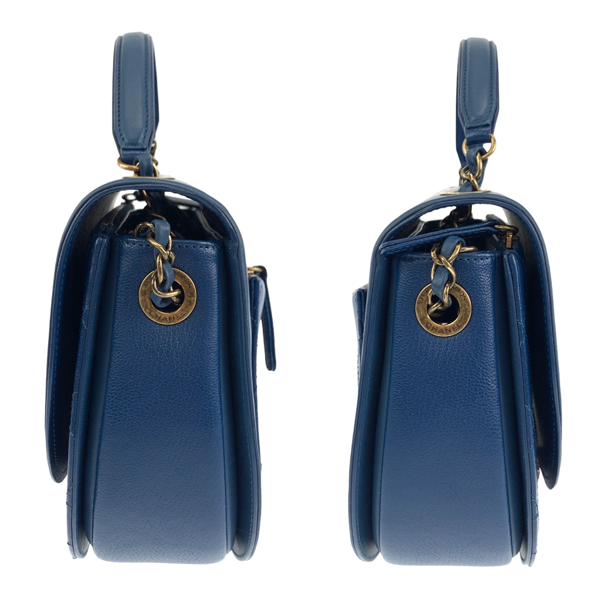 CHANEL シャネル マトラッセ RUE CAMBON  ココカーブ ココマーク ブルー 青 ゴールド金具 カーフ / ゴートスキン チェーンショルダーバッグ ハンドバッグ 2way  レディース