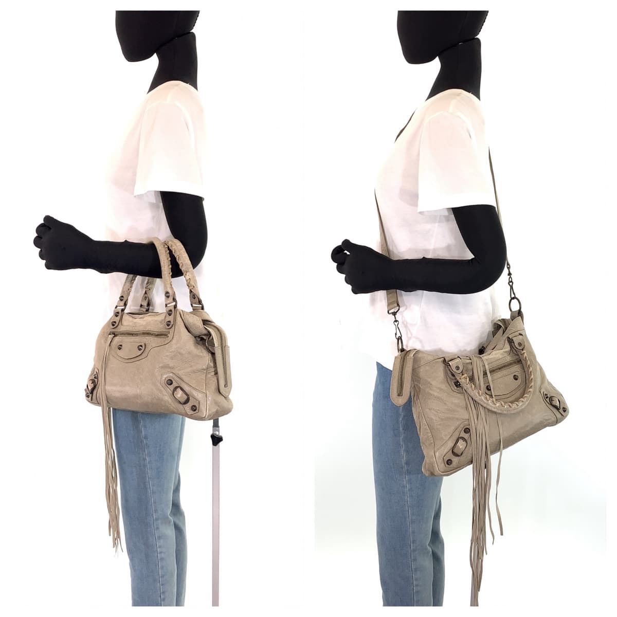 BALENCIAGA バレンシアガ ザ シティ ベージュ 薄茶色 レザー 300295 ショルダーバッグ ハンドバッグ 2WAY  レディース