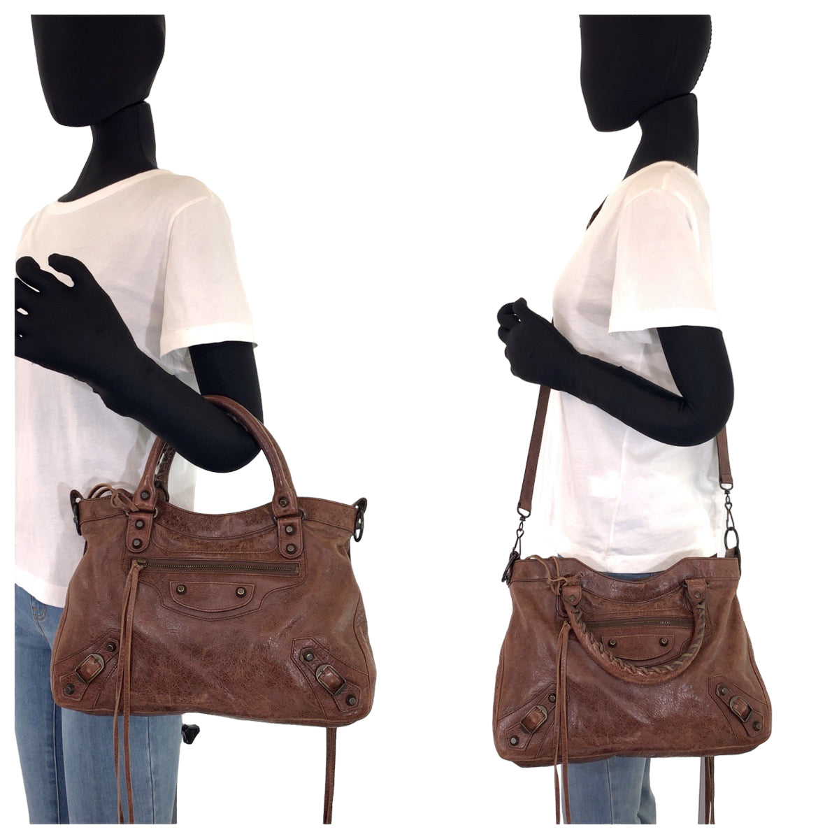 BALENCIAGA バレンシアガ ザ シティ ブラウン 茶 レザー ショルダーバッグ ハンドバッグ 2way  レディース