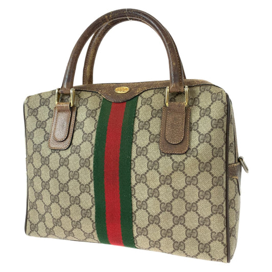 GUCCI グッチ ヴィンテージ  オールドグッチ シェリーライン ブラウン 茶色 GGスプリームキャンバス 378 002 3839 ハンドバッグ トートバッグ  レディース