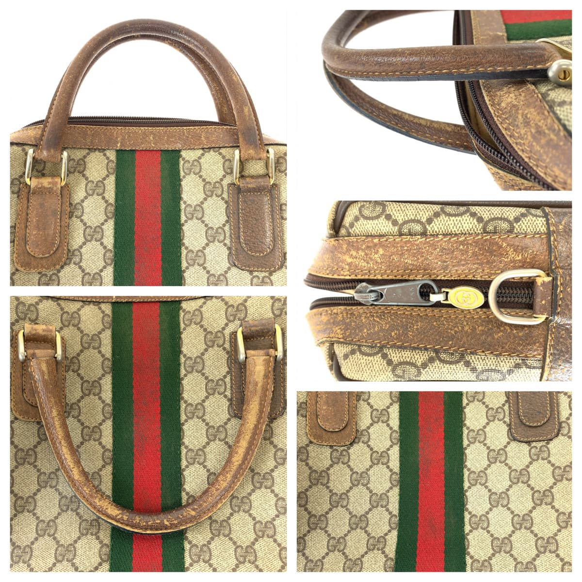 GUCCI グッチ ヴィンテージ  オールドグッチ シェリーライン ブラウン 茶色 GGスプリームキャンバス 378 002 3839 ハンドバッグ トートバッグ  レディース