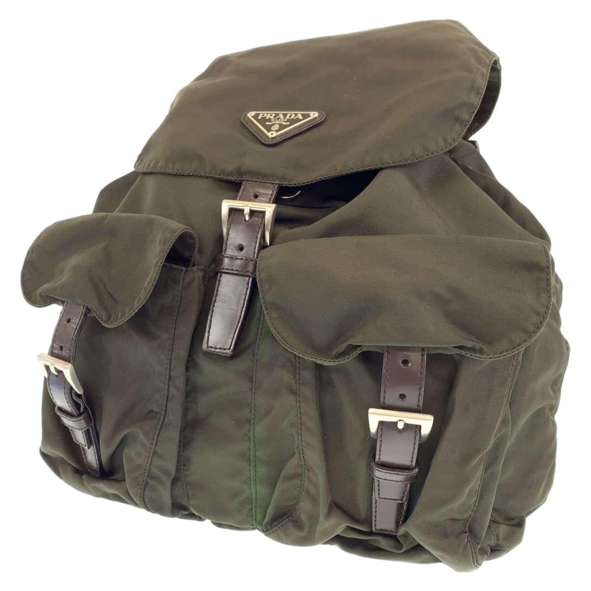 PRADA Prada Tessuto Khaki Green Nylon Rucksack Backpack for Men