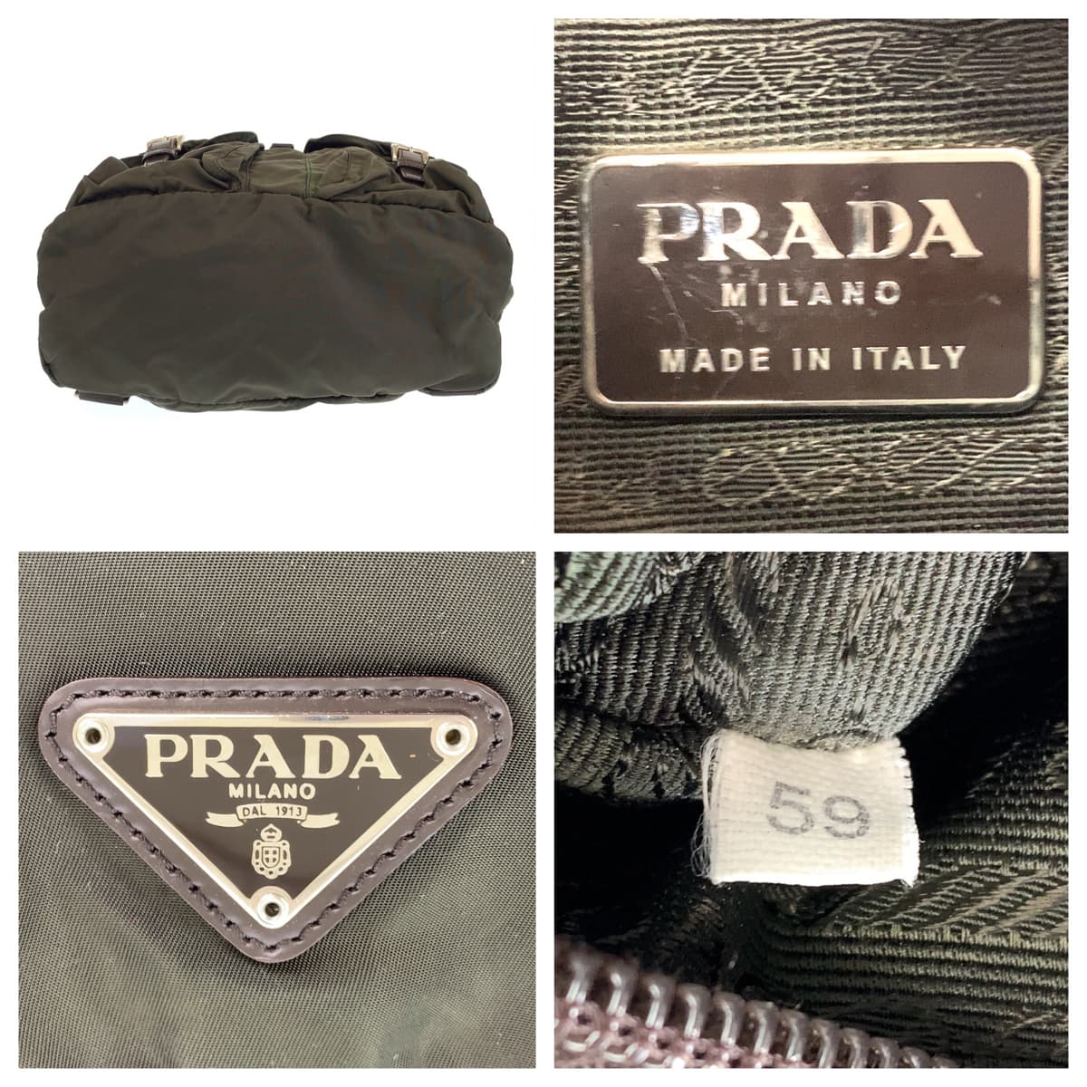 PRADA Prada Tessuto Khaki Green Nylon Rucksack Backpack for Men