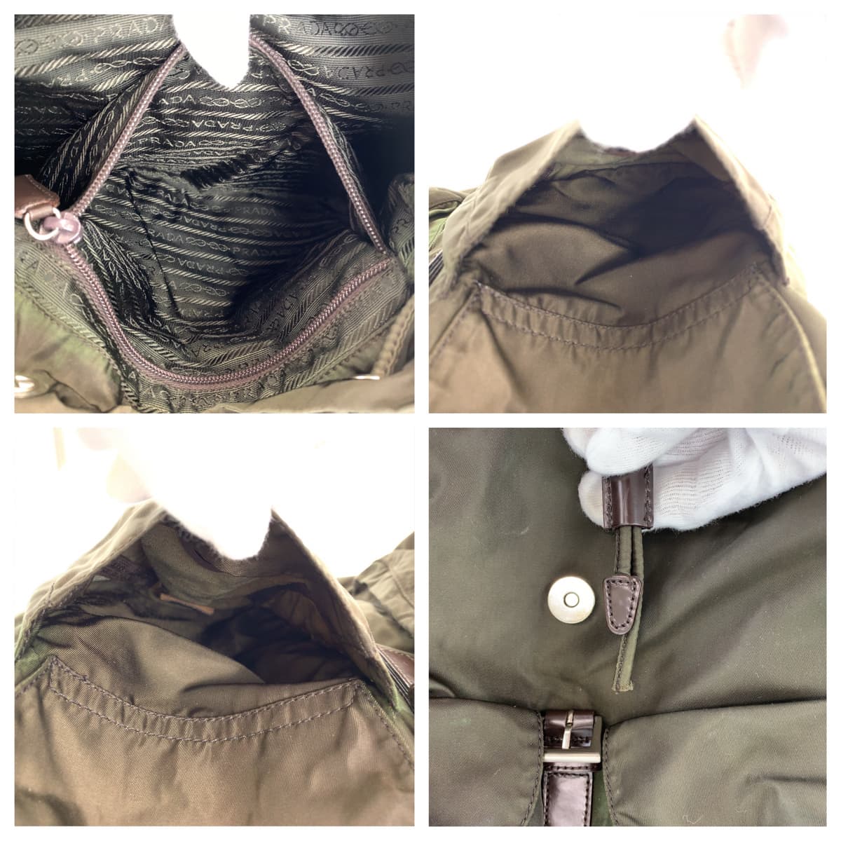 PRADA Prada Tessuto Khaki Green Nylon Rucksack Backpack for Men