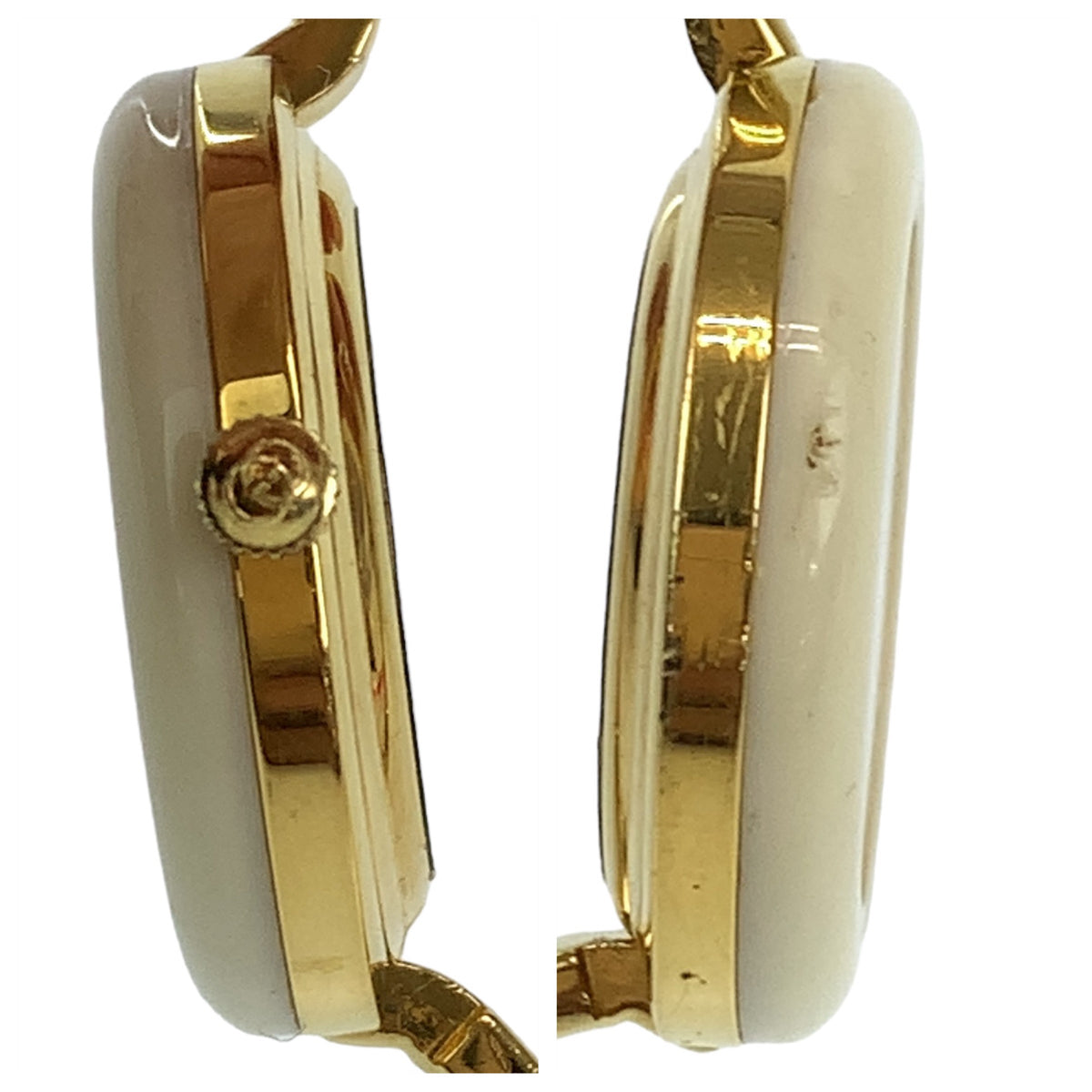 GUCCI グッチ チェンジベゼル ホワイト 白 ゴールド金具 GP 1100-L 腕時計 電池式 クオーツ ホワイト 白文字盤  レディース