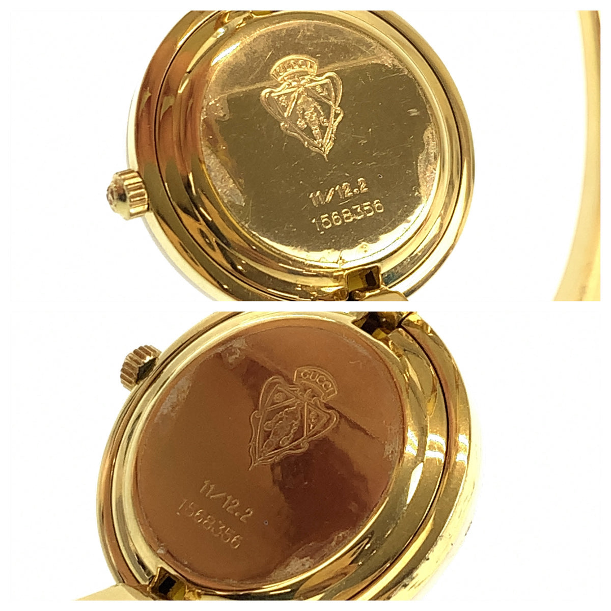 GUCCI グッチ チェンジベゼル ホワイト 白 ゴールド金具 GP 1100-L 腕時計 電池式 クオーツ ホワイト 白文字盤  レディース