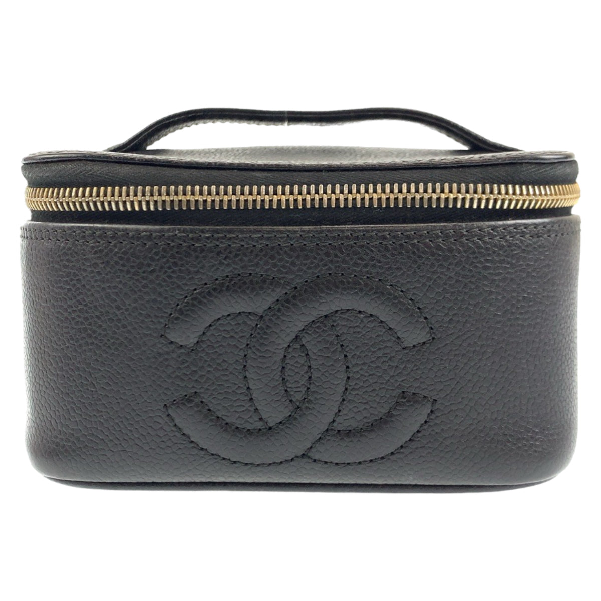 CHANEL シャネル ココマーク ブラック 黒 ゴールド金具 キャビアスキン ハンドバッグ バニティバッグ  レディース