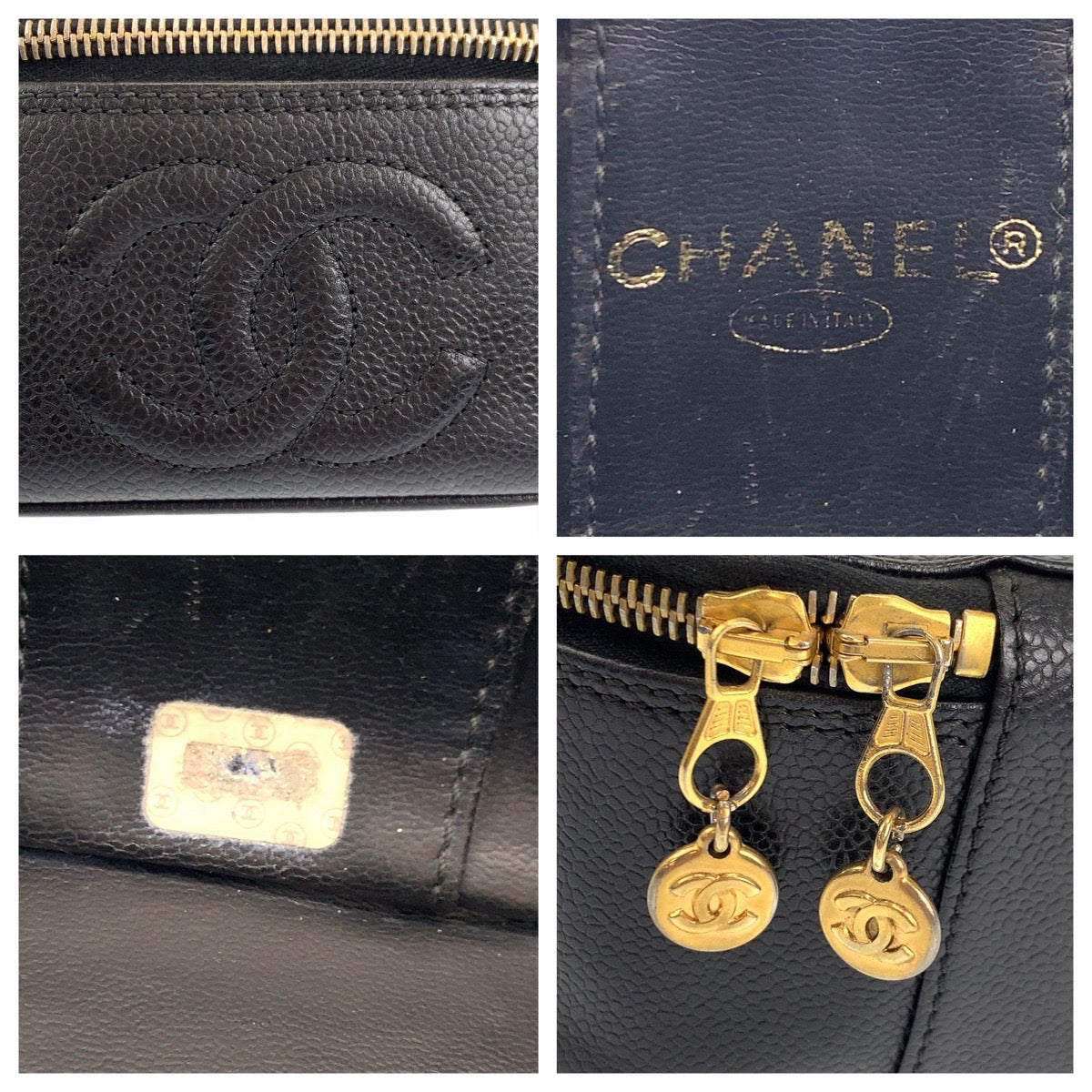 CHANEL シャネル ココマーク ブラック 黒 ゴールド金具 キャビアスキン ハンドバッグ バニティバッグ  レディース