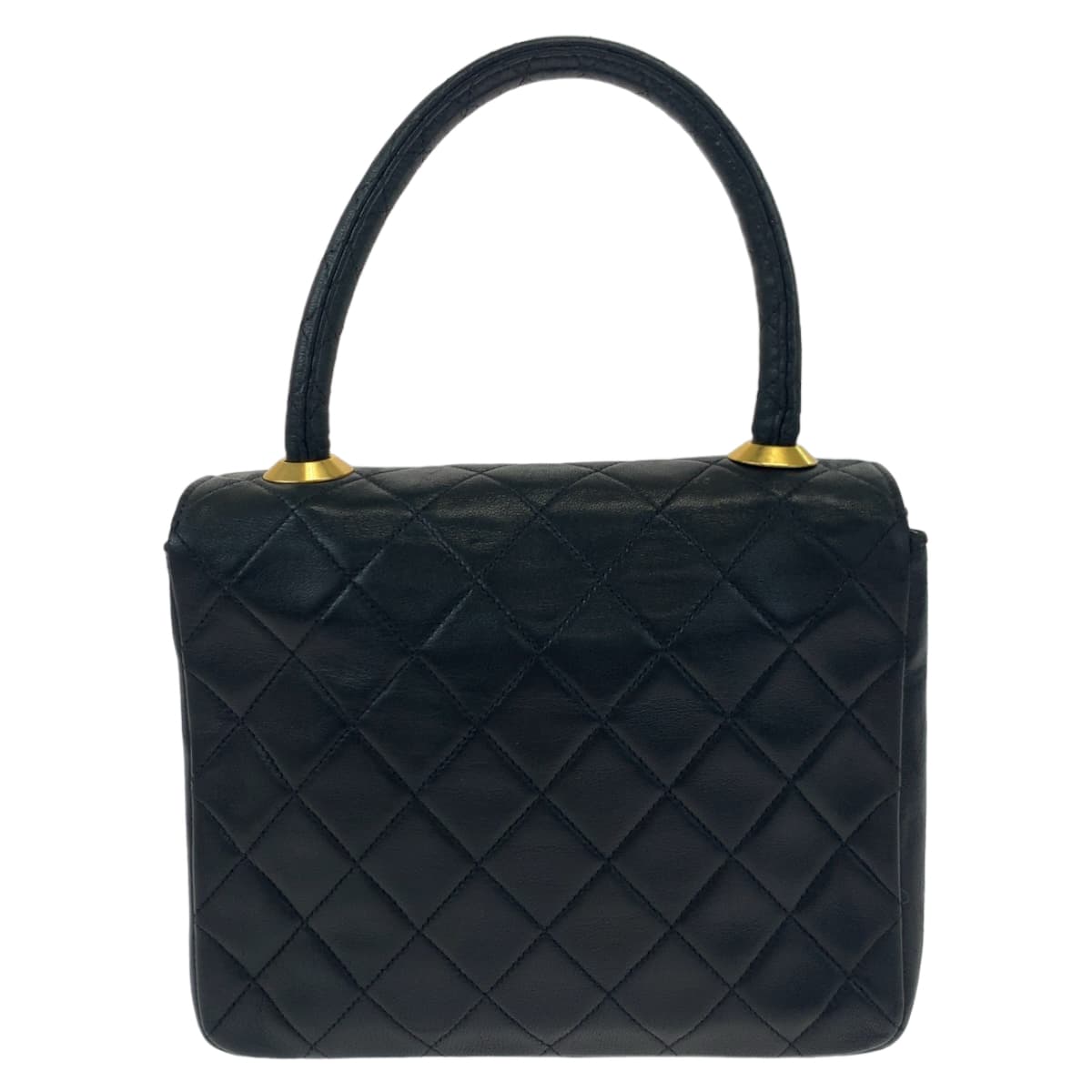 CHANEL シャネル ヴィンテージ マトラッセ ココマーク ターンロック ブラック 黒 ゴールド金具 ラムスキン ハンドバッグ アクセサリーポーチ  レディース