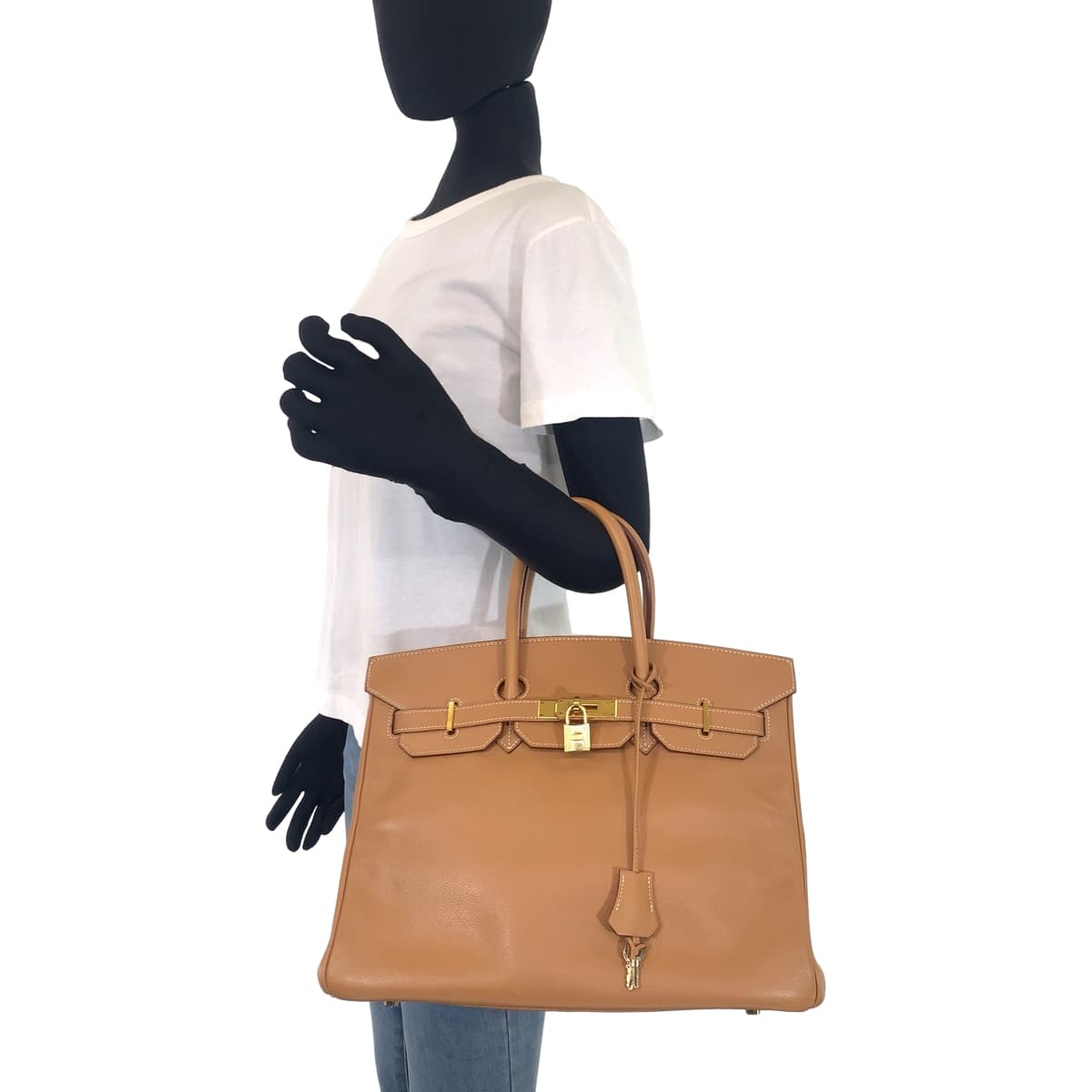HERMES エルメス バーキン35 ナチュラル ゴールド金具 クシュベル ハンドバッグ トートバッグ □E刻印  レディース