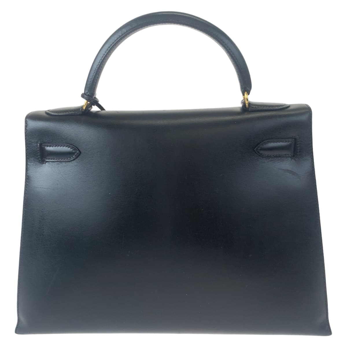 HERMES エルメス ヴィンテージ ケリー32 ブラック 黒 ゴールド金具 ボックスカーフ ハンドバッグ トートバッグ ◯A刻印  レディース