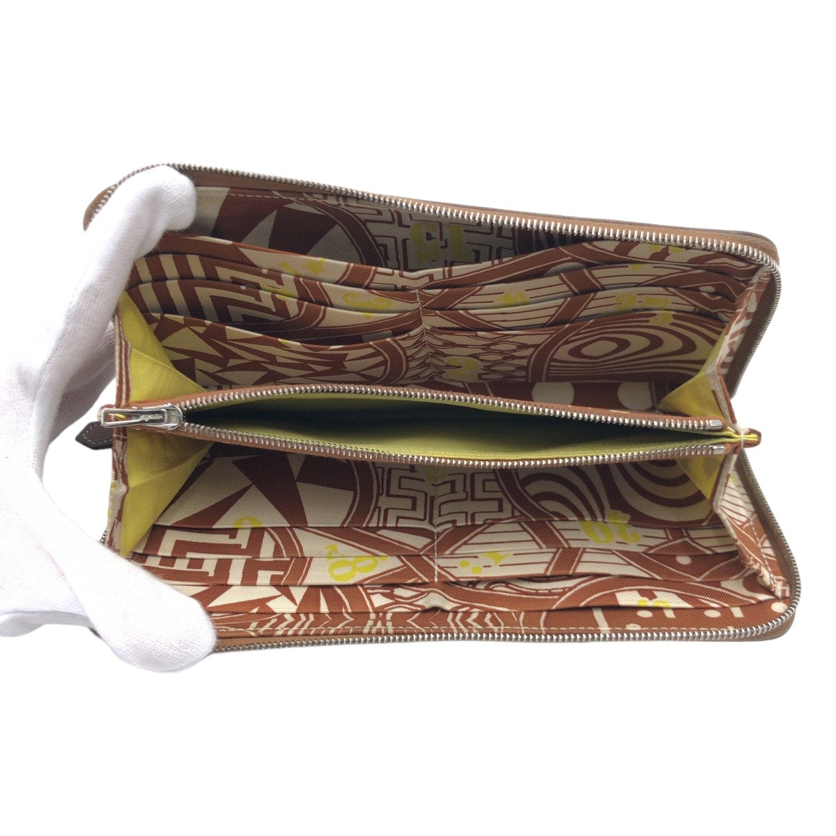 HERMES エルメス アザップ シルクイン ロング  ゴールド シルバー金具 / エプソン 長財布 ラウンドファスナー D刻印  レディース