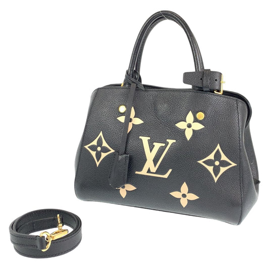 LOUIS VUITTON Louis Vuitton Monogram Montaigne BB Black Beige Gold Hardware Leather M45778 Shoulder Bag Handbag 2WAY Women's