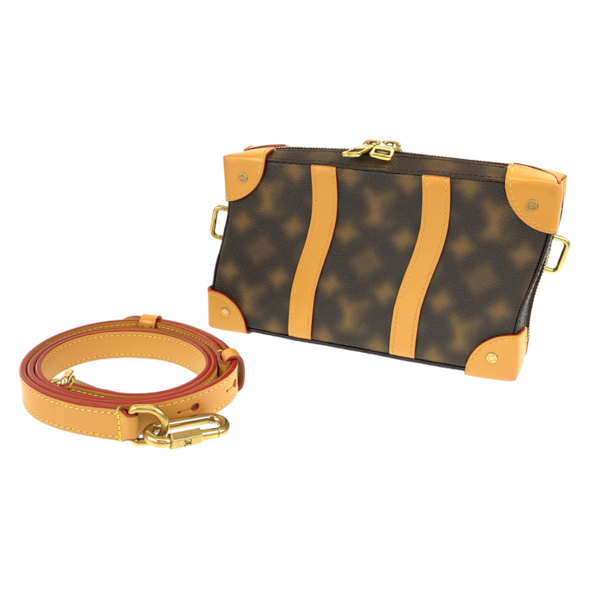 LOUIS VUITTON ルイヴィトン モノグラム ソフトトランク ブラウン 茶 ゴールド金具 PVC M81580 ショルダーバッグ 斜め掛けバッグ  メンズ
