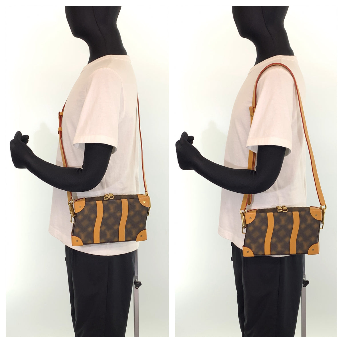LOUIS VUITTON ルイヴィトン モノグラム ソフトトランク ブラウン 茶 ゴールド金具 PVC M81580 ショルダーバッグ 斜め掛けバッグ  メンズ