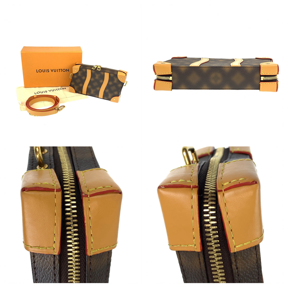 LOUIS VUITTON ルイヴィトン モノグラム ソフトトランク ブラウン 茶 ゴールド金具 PVC M81580 ショルダーバッグ 斜め掛けバッグ  メンズ