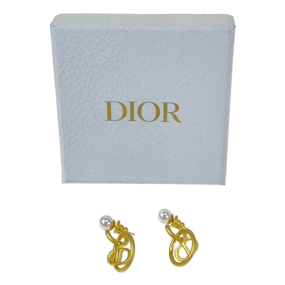 B-136
Dior ディオール フェイクパール ゴールド メタル ピアス  レディース